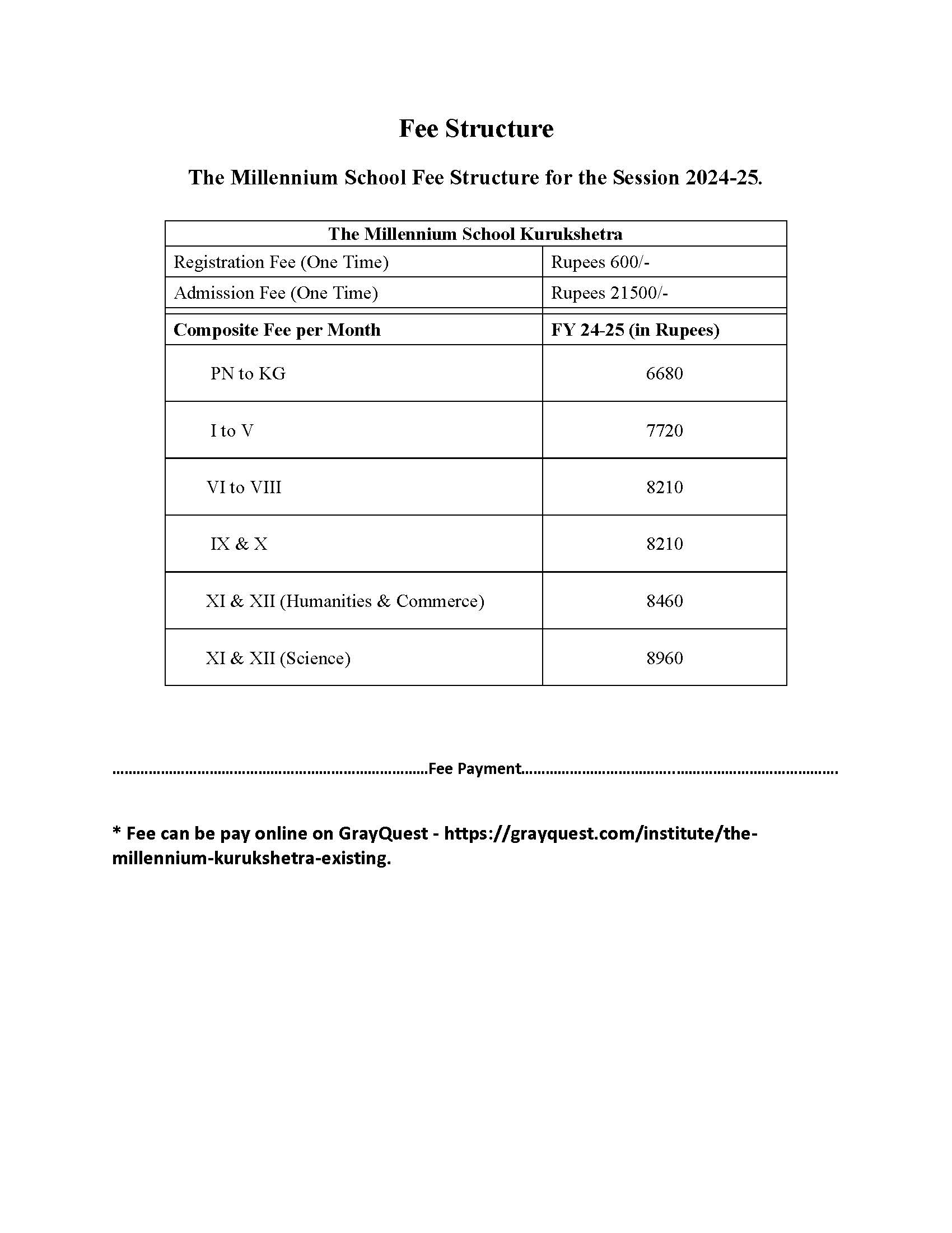 Fee Structure