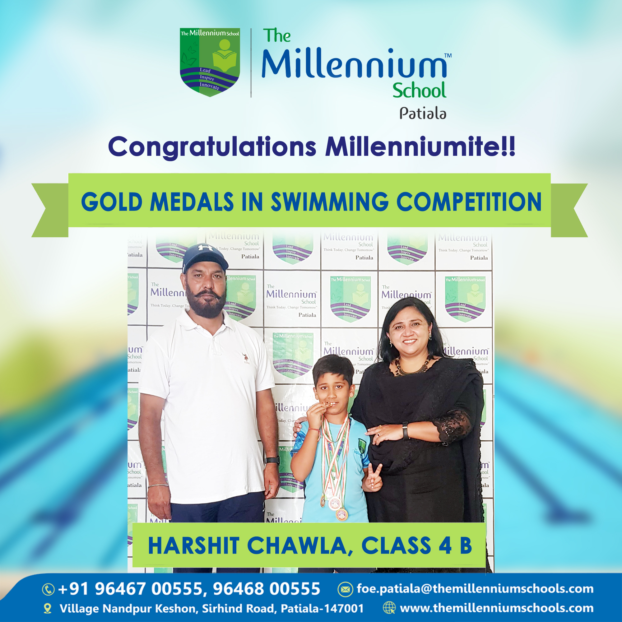 Harshit Chawla emerged as a standout swimmer, clinching four Gold Medals